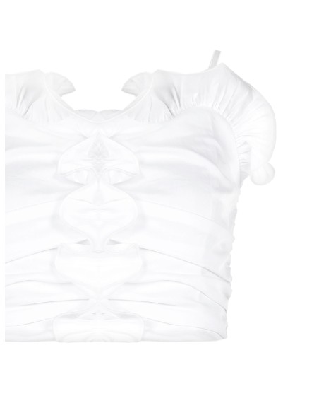 Top Corpete Franzido Com Folhos Em Mistura De Algodão Rinascimento