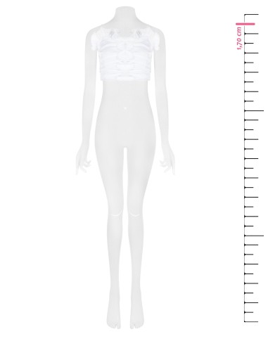 Top corpete franzido com folhos em mistura de algodão Rinascimento