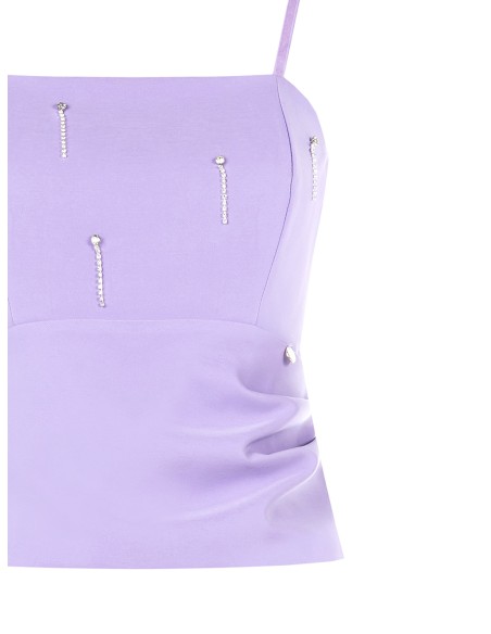 Top bustier cropped em tecido técnico com strass Rinascimento