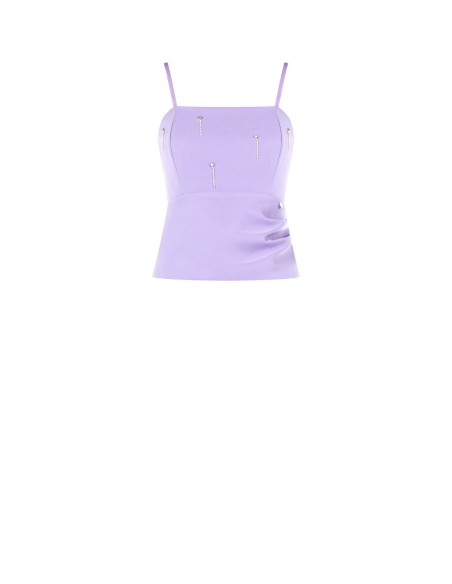 Crop Top Bustier em Tecido Técnico com Strass Rinascimento