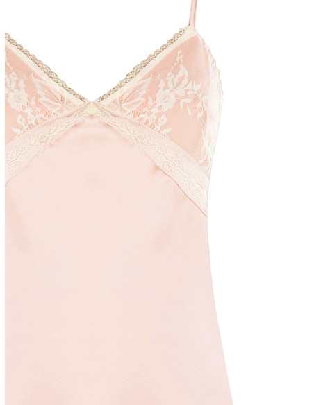 Top justo em cetim com inserções em renda Rinascimento