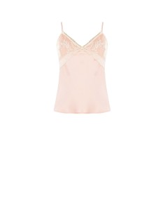 Top Acinturado Em Raso Com Inserções Em Renda Rinascimento