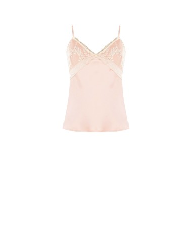 Top Acinturado Em Raso Com Inserções Em Renda Rinascimento