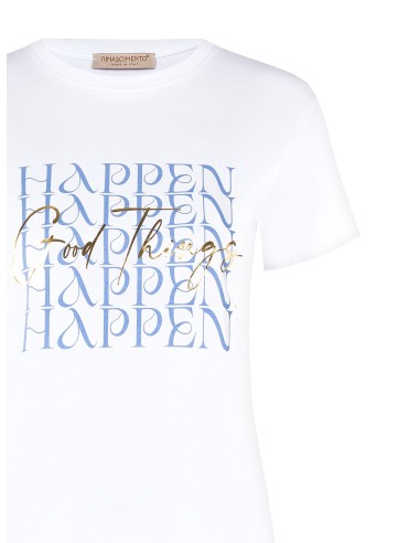 T-shirt regular em algodão com slogan laminado a ouro Rinascimento