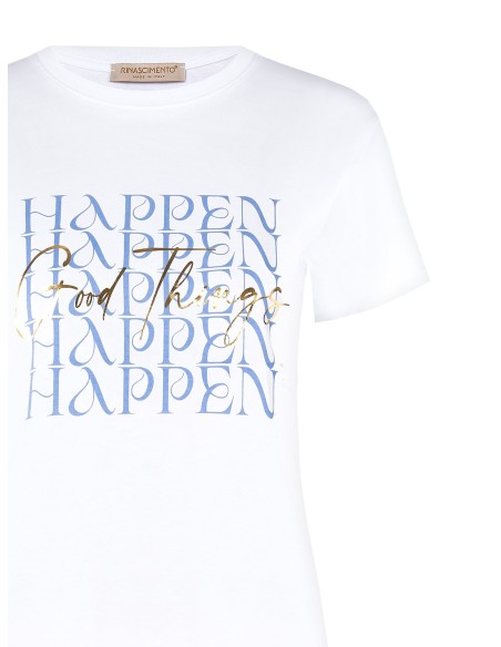 T-shirt regular em algodão com slogan laminado a ouro Rinascimento