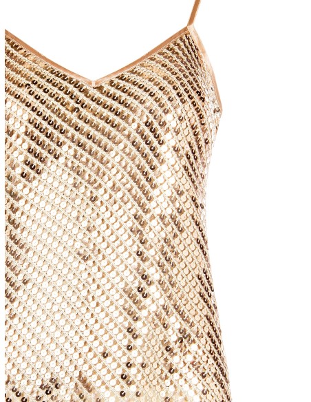 Top Fluido Em Rede Coberto De Lantejoulas Rinascimento