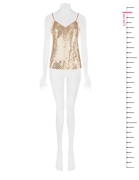 Top Fluido Em Rede Coberto De Lantejoulas Rinascimento