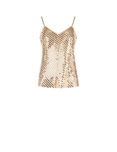 Top fluido em rede coberto de lantejoulas Rinascimento