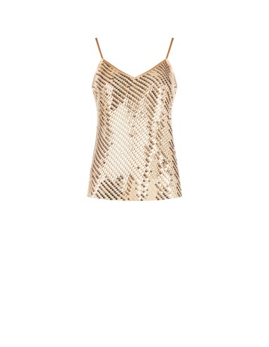 Top fluido em rede coberto de lantejoulas Rinascimento