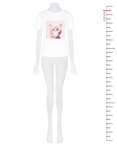 T-shirt regular em algodão com estampado de gato com óculos de strass Rinascimento