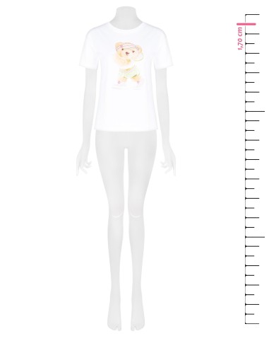T-shirt regular em algodão com estampado de ursinho tenista com strass Rinascimento