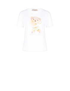 T-shirt regular em algodão com estampa de ursinho tenista com strass Rinascimento