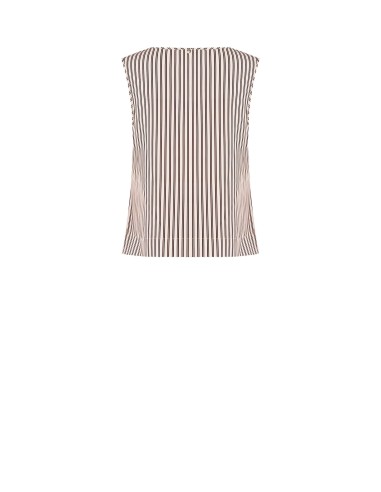 Top Sem Mangas Amplo em Cetim às Riscas Rinascimento