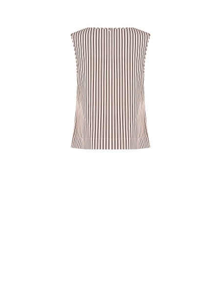 Top Sem Mangas Amplo em Cetim às Riscas Rinascimento
