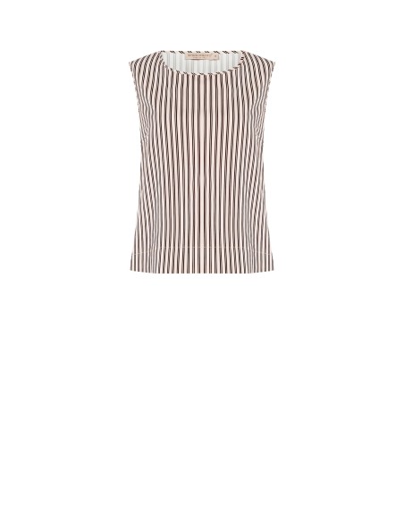 Top Sem Mangas Amplo em Raso às Riscas Rinascimento