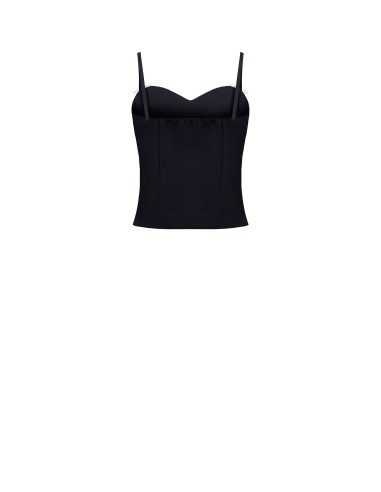 Top Bustier em Tecido Técnico com Broches em Laço com Strass Rinascimento