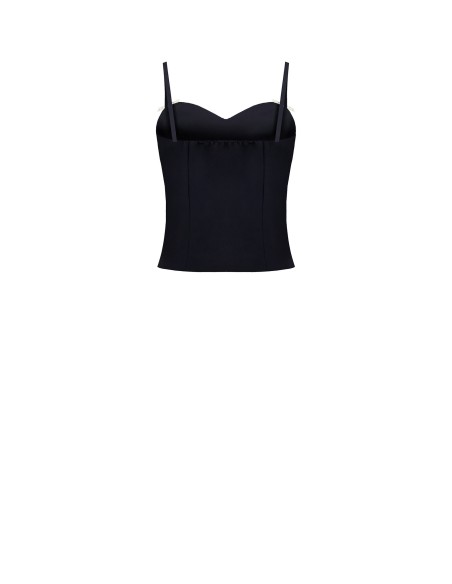 Top Bustier em Tecido Técnico com Broches em Laço com Strass Rinascimento