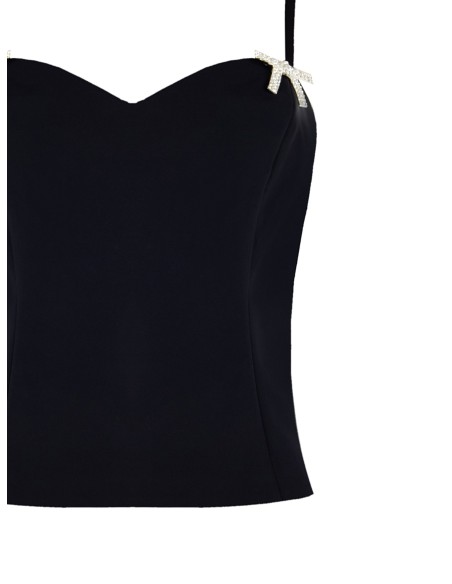 Top Bustier Em Tecido Técnico Com Broches Em Forma De Laço Em Strass Rinascimento