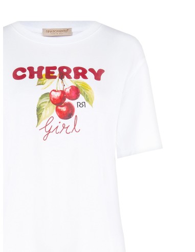T-shirt oversize em algodão com estampado de cerejas Rinascimento