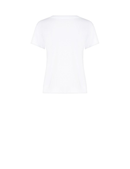 T-shirt ampla em algodão com estampa de coelho e pérolas Rinascimento
