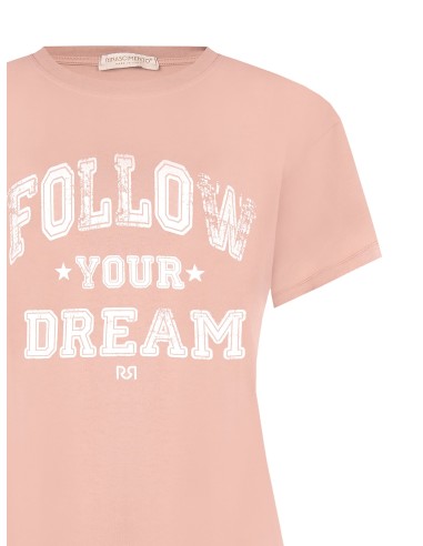 T-shirt regular em algodão com estampado estilo beisebol vintage Rinascimento