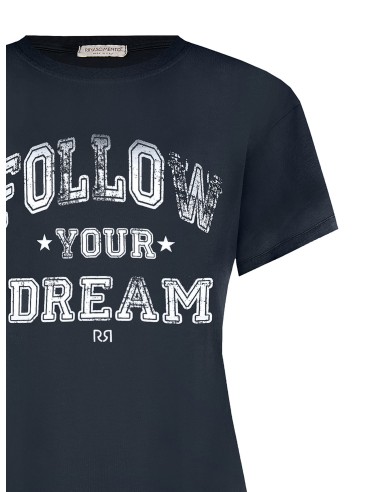 T-shirt regular de algodão com estampa estilo basebol vintage Rinascimento