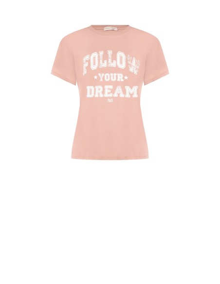 T-shirt corte regular em algodão com estampado estilo baseball vintage Rinascimento