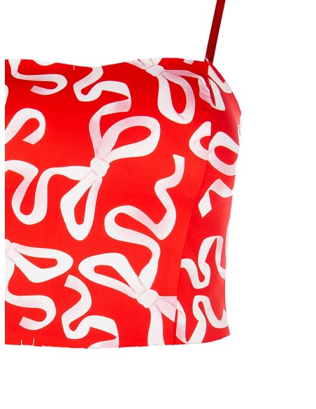 Crop Top Bustier com motivo de laços Rinascimento