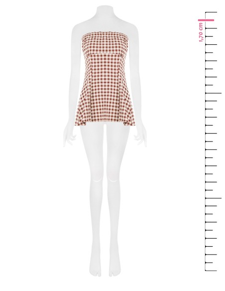 Top longo de faixa estampado aos quadradinhos Rinascimento