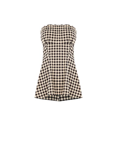 Top longo estilo faixa com estampa aos quadradinhos Rinascimento