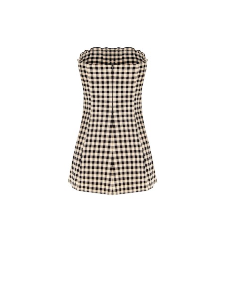 Top longo de faixa com estampa de quadradinhos Rinascimento