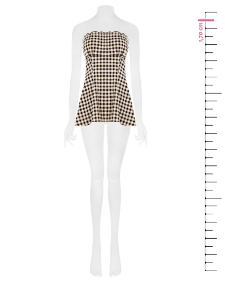 Top longo de faixa com estampa de quadradinhos Rinascimento