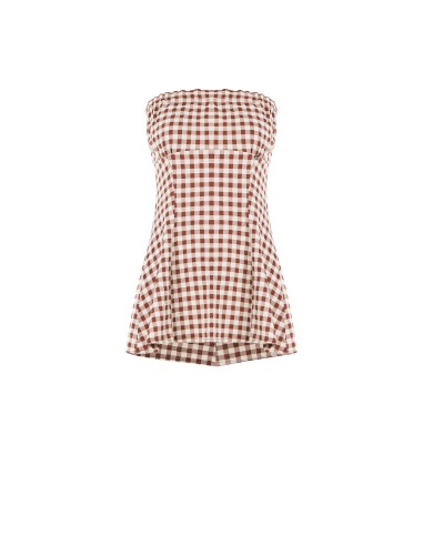 Top longo tipo faixa com estampa de quadradinhos Rinascimento