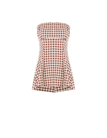 Top longo tipo faixa com estampa de quadradinhos Rinascimento