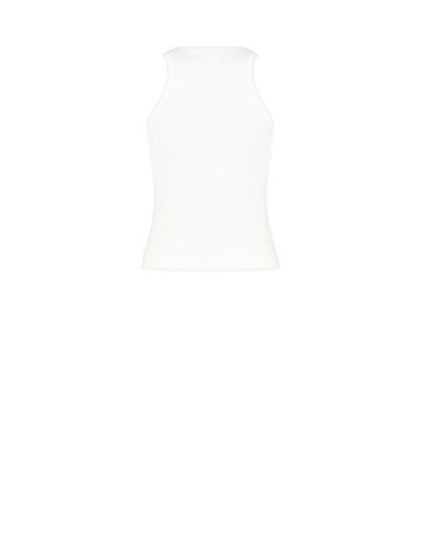 Top justo canelado em algodão com slogan lilás bordado Rinascimento