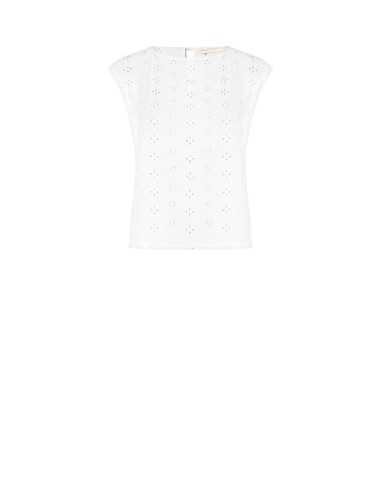 Blusa ampla em georgette bordada com flores Rinascimento