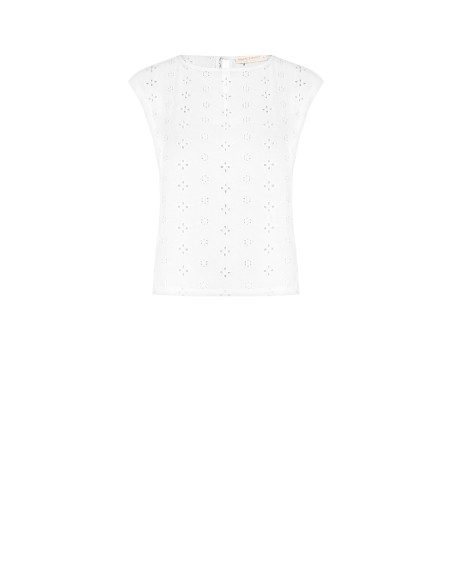 Blusa ampla em georgette bordada com flores Rinascimento