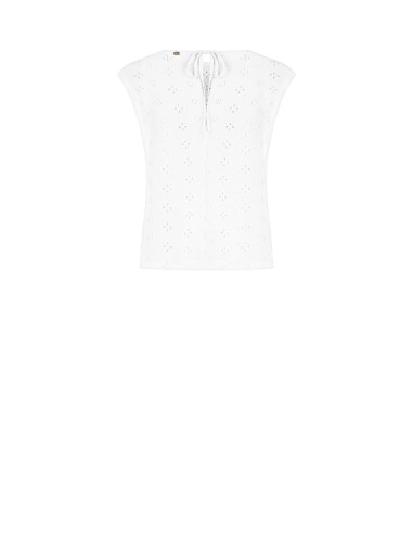 Blusa ampla em georgette bordada com flores Rinascimento