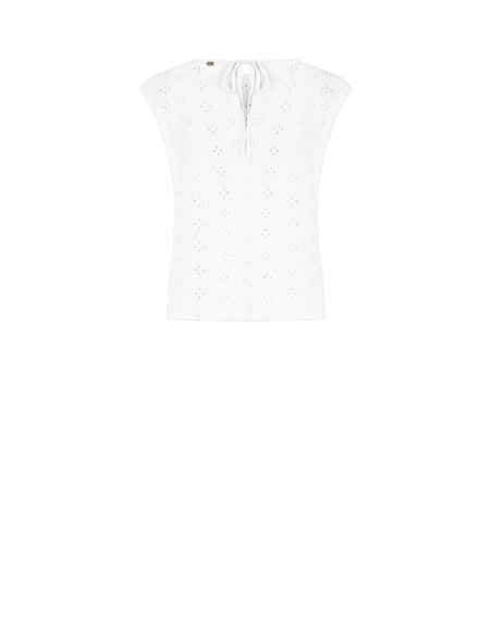 Blusa ampla em georgette bordada com flores Rinascimento