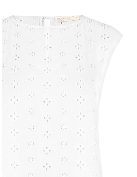 Blusa ampla em georgette bordada com flores Rinascimento