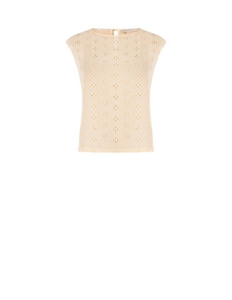 Blusa Ampla em Georgette Bordada com Flores Rinascimento