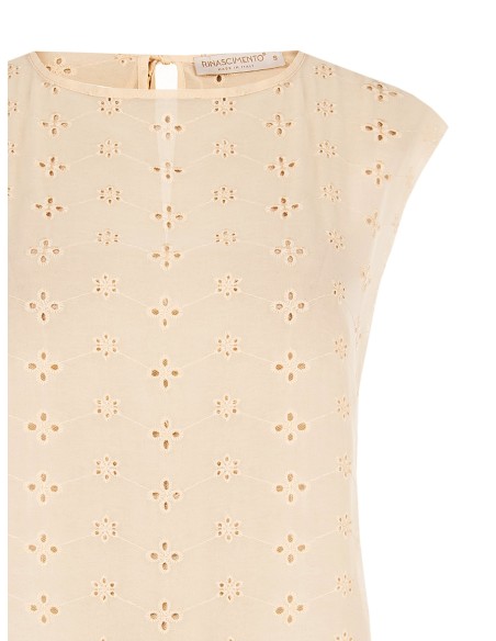 Blusa Ampla em Georgette Bordada com Flores Rinascimento