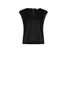 Blusa Ampla em Georgette Bordada com Flores Rinascimento