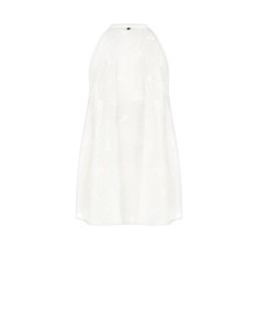 Top Assimétrico Longo Em Algodão Listrado Bordado E Perfurado Rinascimento 2