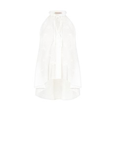 Top Assimétrico Longo Em Algodão Listrado Bordado E Perfurado Rinascimento