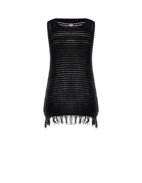 Top longo ajour com franjas Rinascimento