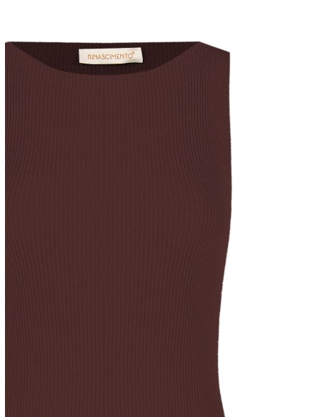 Top justo em malha canelada com lurex Rinascimento