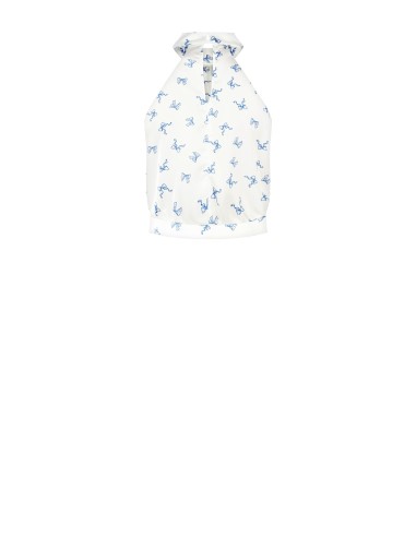 Top em cetim com motivo de laços Rinascimento