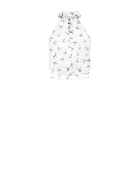 Top em cetim com motivo de laços Rinascimento