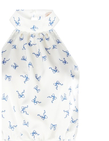 Top em cetim com motivo de laços Rinascimento